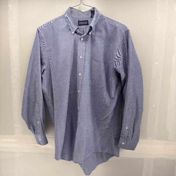 Vintage Lands' End Chambray Weave Blue Oxford Size 15.5 M Long Sleeve Button EUC - Picture 1 of 4